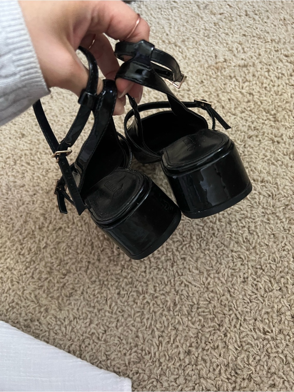 Black Patent Mary Jane Block Heel Shoes with Ankle Strap  Coutgo - Picture 8 of 9